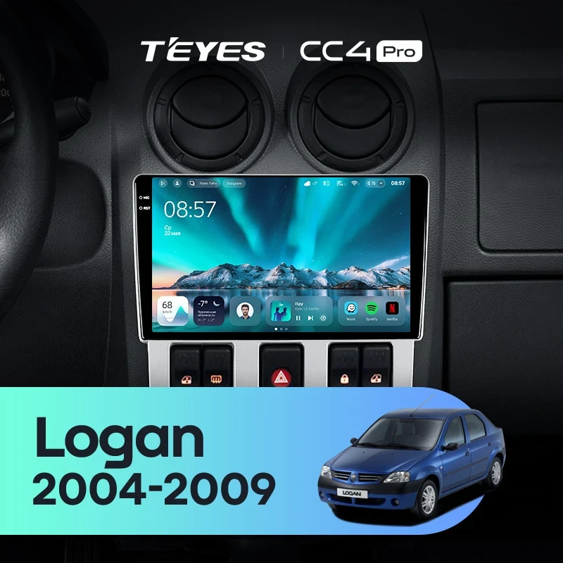 Штатная магнитола Teyes CC4 Pro 8/128 Renault Logan 1 (2004-2009)
