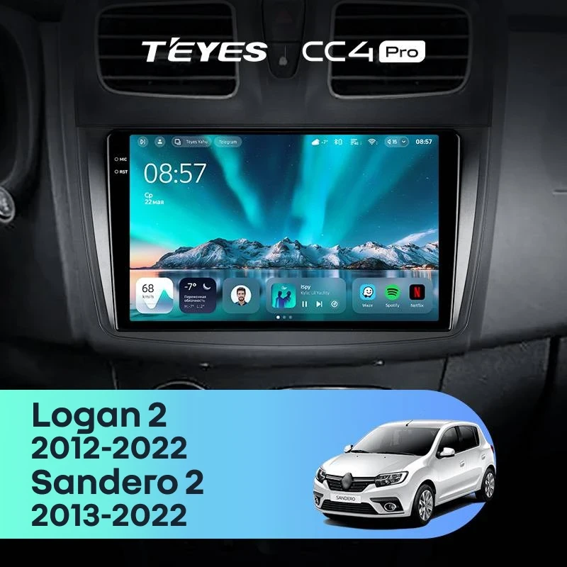 Штатная магнитола Teyes CC4 Pro 8/128 Renault Logan 2 (2012-2022) F1