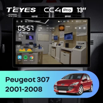 Штатная магнитола Teyes CC4 Pro 12/256 Peugeot 307 1 (2001-2008) (13")