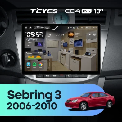 Штатная магнитола Teyes CC4 Pro 12/256 Chrysler Sebring 3 JS (2006-2010) (13")