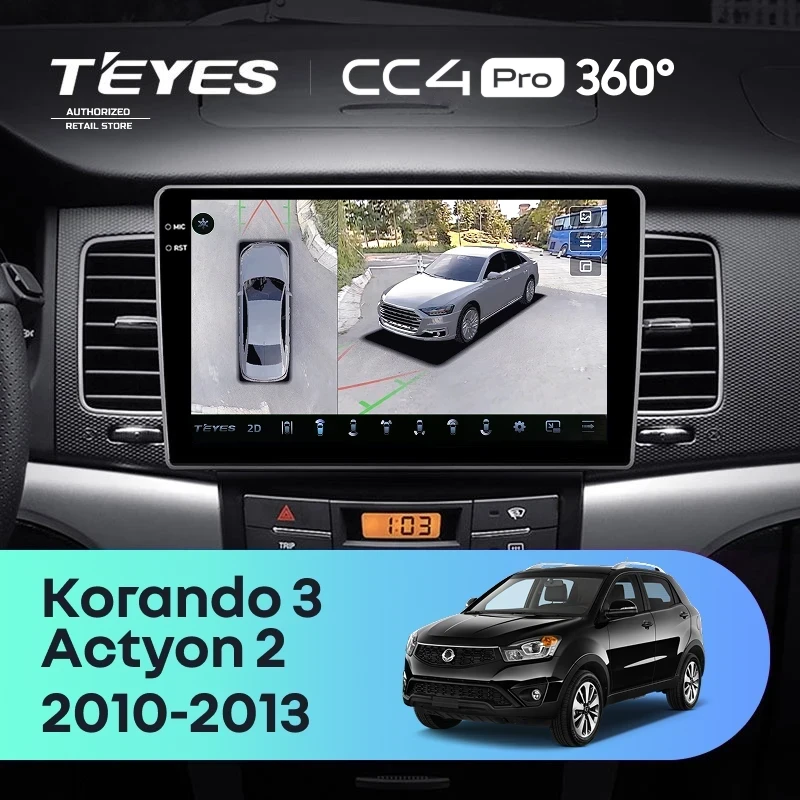 Штатная магнитола Teyes CC4 Pro 360 8/128 SsangYong Korando 3 (2010-2013)