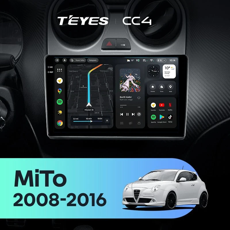 Штатная магнитола Teyes CC4 8/128 Alfa Romeo MiTo 955 (2008-2016)