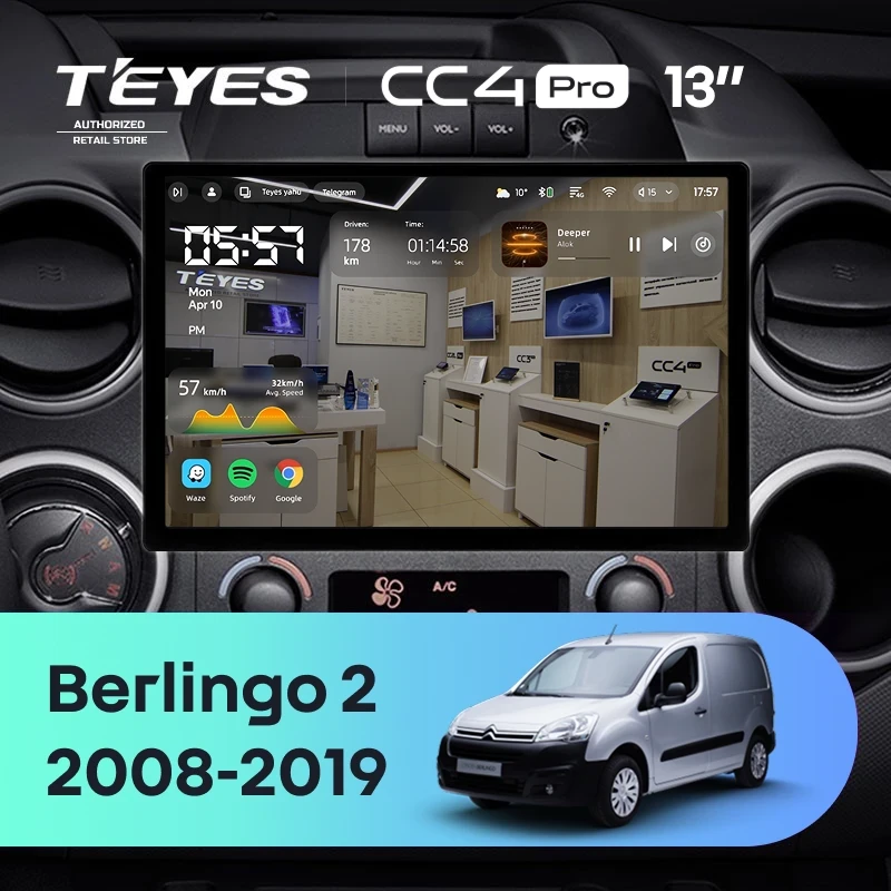 Штатная магнитола Teyes CC4 Pro 12/256 Citroen Berlingo 2 B9 (2008-2019) (13")