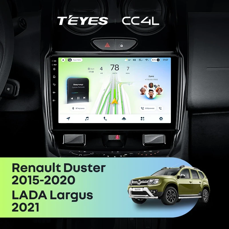 Штатная магнитола Teyes CC4L 4/64 Renault Duster (2015-2020) F2
