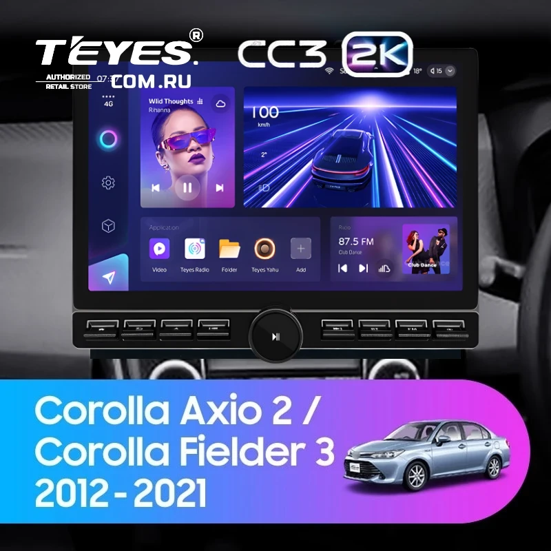 Штатная магнитола Teyes CC3 2K 6/128 Toyota Corolla Axio 2 E160 (2012-2021) (13" с кнопками)