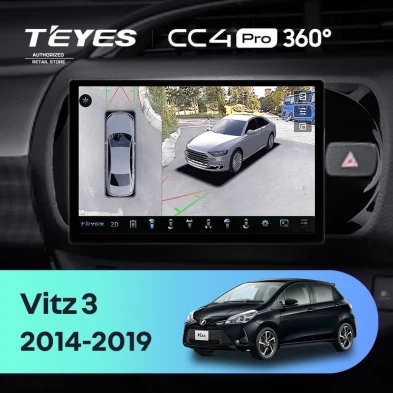 Штатная магнитола Teyes CC4 Pro 360 12/256 Toyota Vitz III XP130 (2014-2019) Правый руль (11")