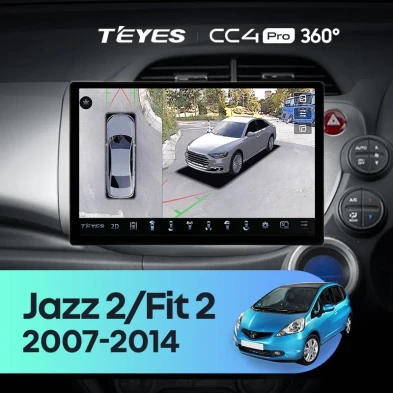Штатная магнитола Teyes CC4 Pro 360 12/256 Honda Jazz 2 GG (2007-2014) Правый руль (11")