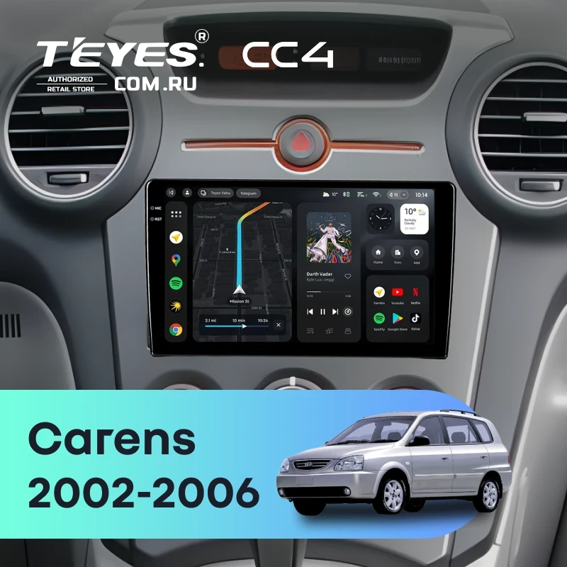 Штатная магнитола Teyes CC4 8/128 Kia Carens 1 (2002-2006)