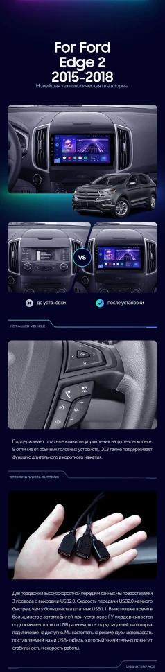 Штатная магнитола Teyes CC3 2K 4/32 Ford Edge 2 (2015-2018) F2