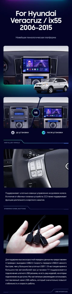 Штатная магнитола Teyes CC3 2K 4/32 Hyundai ix55 (2006-2015)