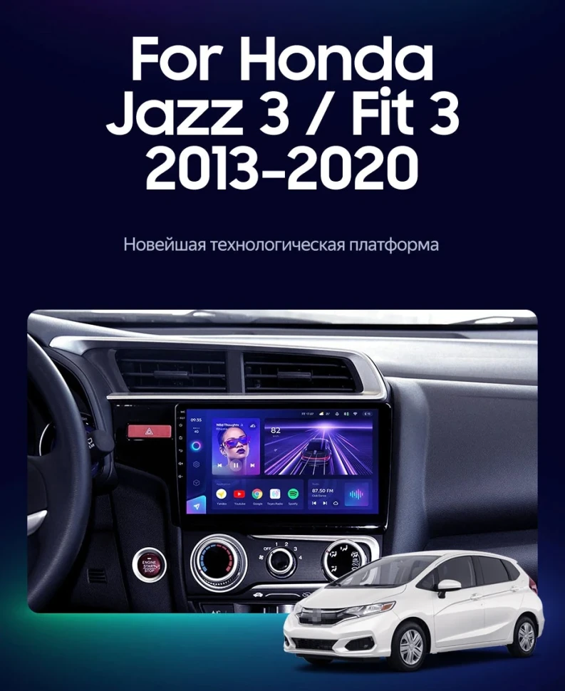 Штатная магнитола Teyes CC3 4/32 Honda Fit 3 (2013-2020) Тип-B