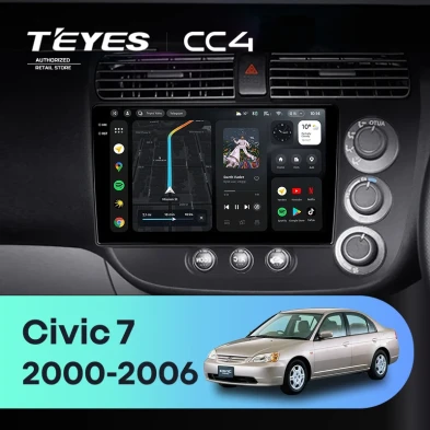 Штатная магнитола Teyes CC4 6/64 Honda Civic 7 (2000-2006) F2 Правый руль