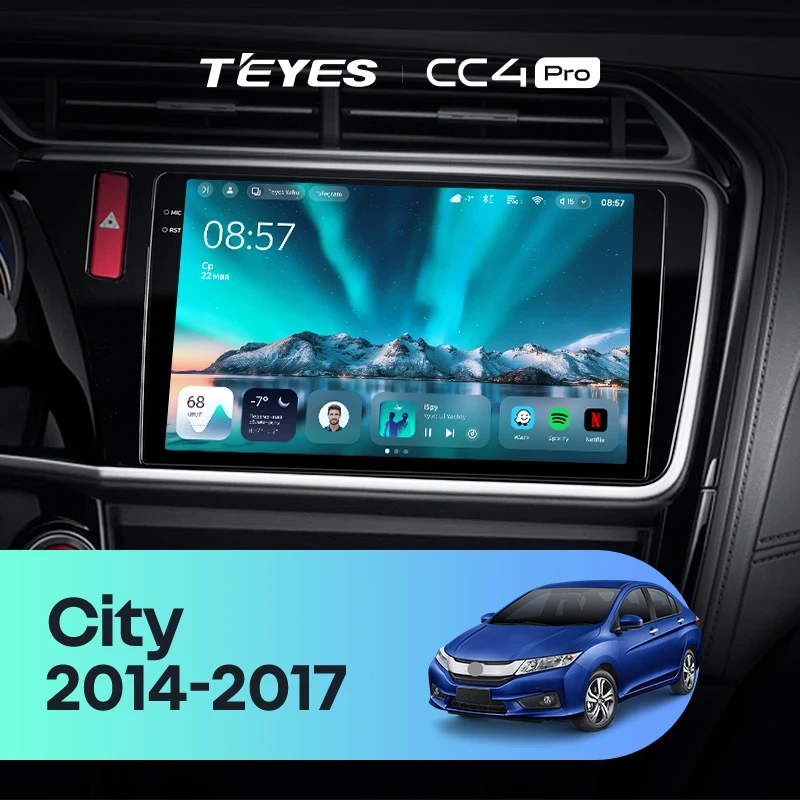 Штатная магнитола Teyes CC4 Pro 12/256 Honda City (2014-2017) Тип-B