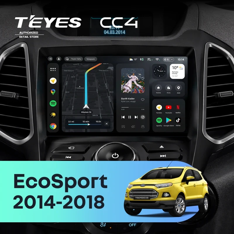 Штатная магнитола Teyes CC4 6/64 Ford EcoSport (2014-2018) F2