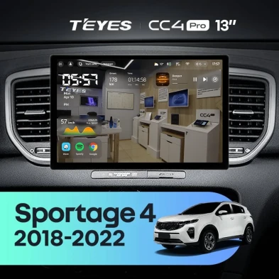 Штатная магнитола Teyes CC4 Pro 8/128 Kia Sportage 4 QL (2018-2022) Тип-B (13")