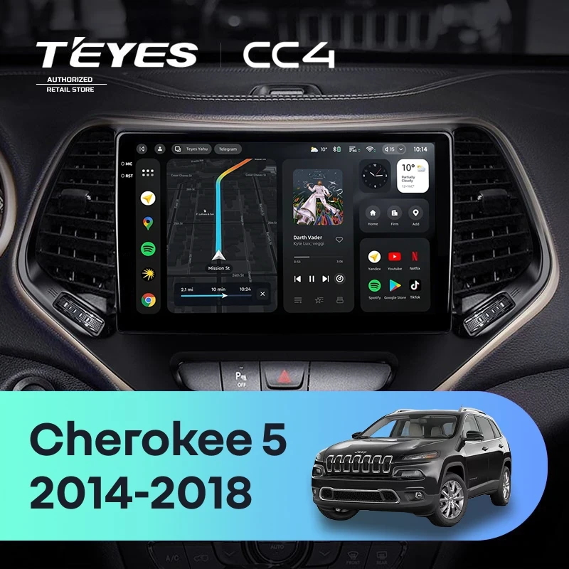 Штатная магнитола Teyes CC4 6/64 Jeep Cherokee 5 KL (2014-2018)