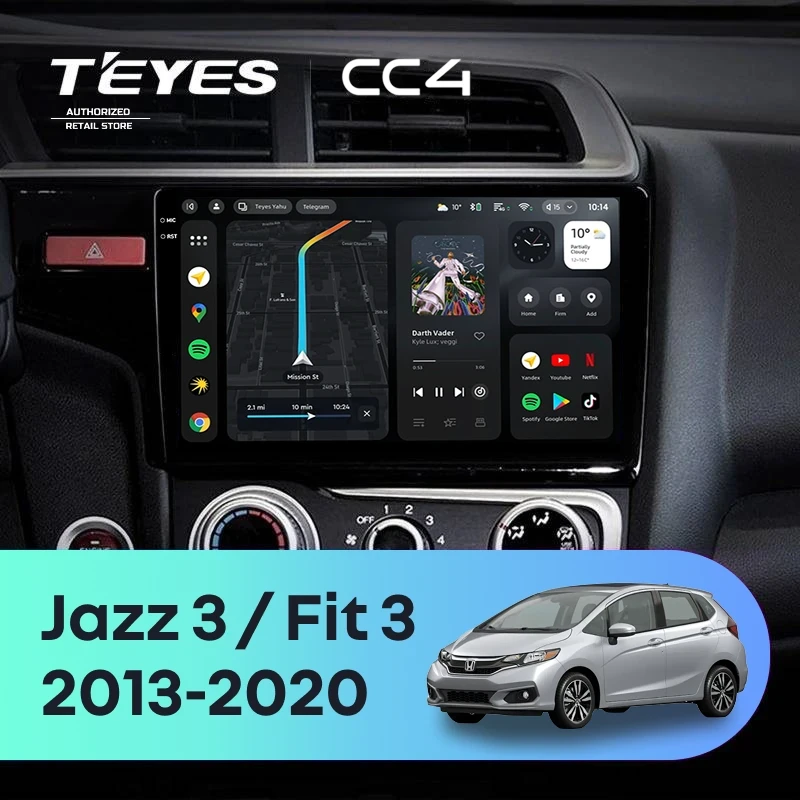Штатная магнитола Teyes CC4 6/64 Honda Fit 3 (2013-2020) Тип-A