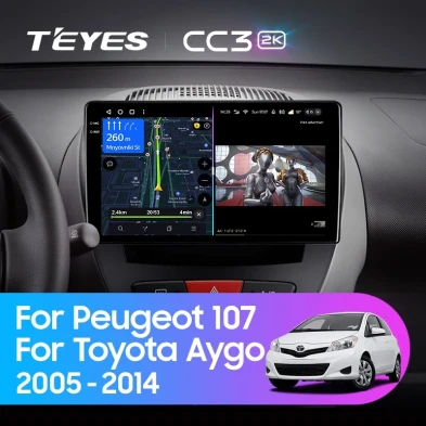 Штатная магнитола Teyes CC3 2K 6/128 Peugeot 107 (2005-2014)