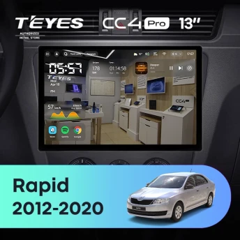 Штатная магнитола Teyes CC4 Pro 12/256 Skoda Rapid NH3 NH1 (2012-2020) (13") (10 inch Universal)