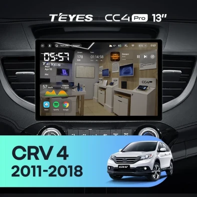 Штатная магнитола Teyes CC4 Pro 8/128 Honda CR-V 4 RM RE (2011-2018) Тип-C (13") 9 inch