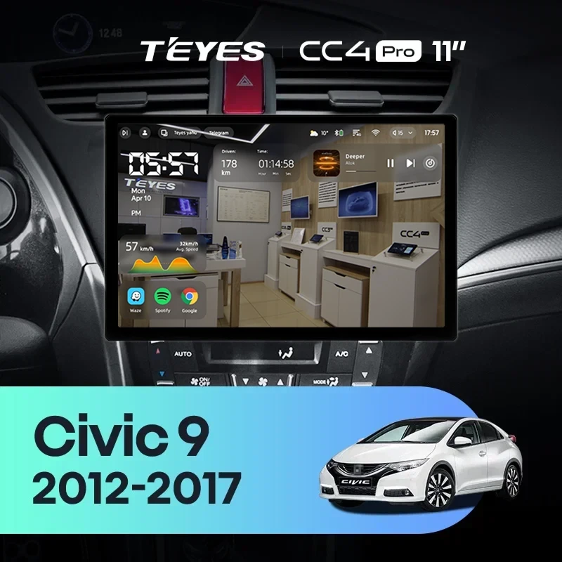 Штатная магнитола Teyes CC4 Pro 12/256 Honda Civic 9 FK FB (2012-2017) (11")