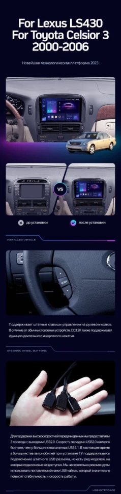 Штатная магнитола Teyes CC3 4/32 Lexus LS430 XF30 (2000-2006) F2