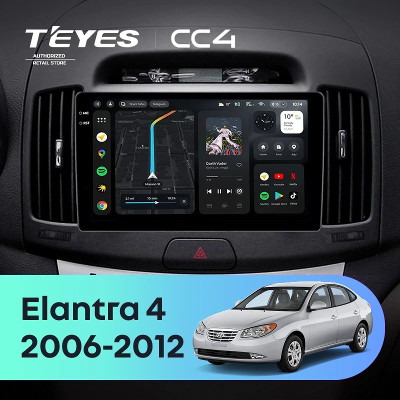 Штатная магнитола Teyes CC4 8/128 Hyundai Elantra 4 HD (2006-2012)