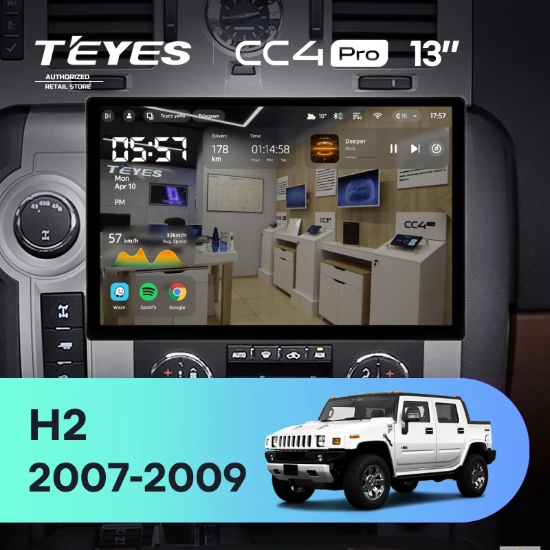 Штатная магнитола Teyes CC4 Pro 12/256 Hummer H2 E85 (2007-2009) F1 (13")