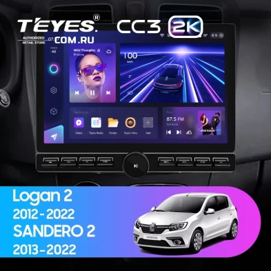 Штатная магнитола Teyes CC3 2K 6/128 Renault Sandero 2 (2013-2022) F1 (13" с кнопками)