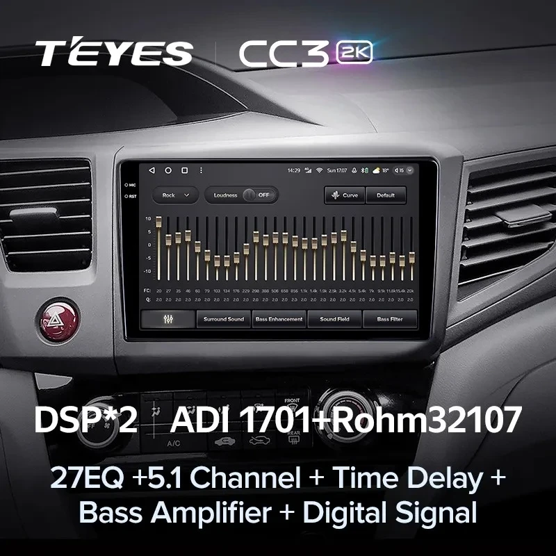 Штатная магнитола Teyes CC3 2K 4/32 Honda Civic 9 FB FK FD (2011-2015)