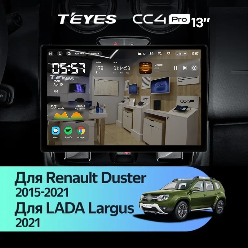 Штатная магнитола Teyes CC4 Pro 12/256 Lada Largus 2021+ F1 (13")