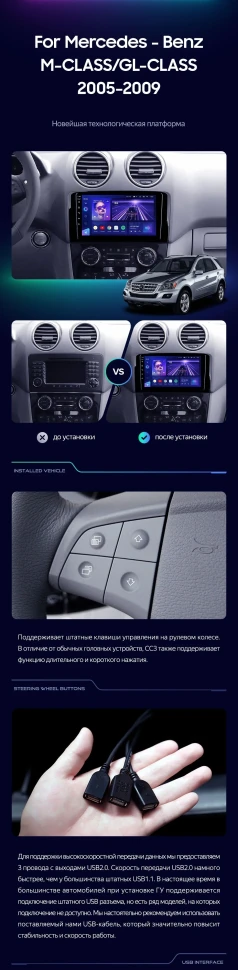 Штатная магнитола Teyes CC3 6/128 Mercedes-Benz ML-Class (2005-2009) F1